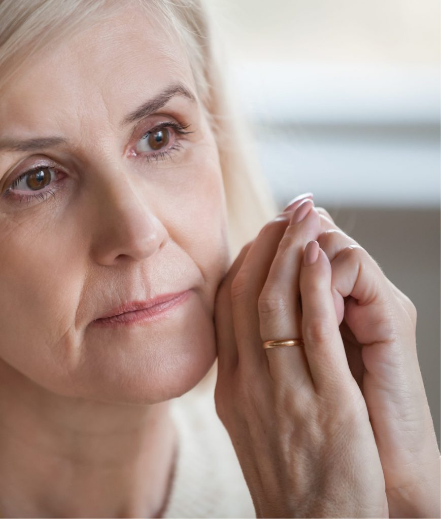 Older woman with a concerned look