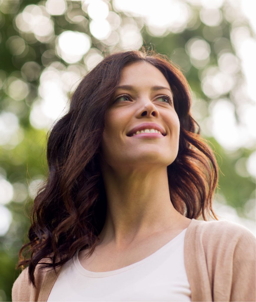 Brunette woman with healthy skin